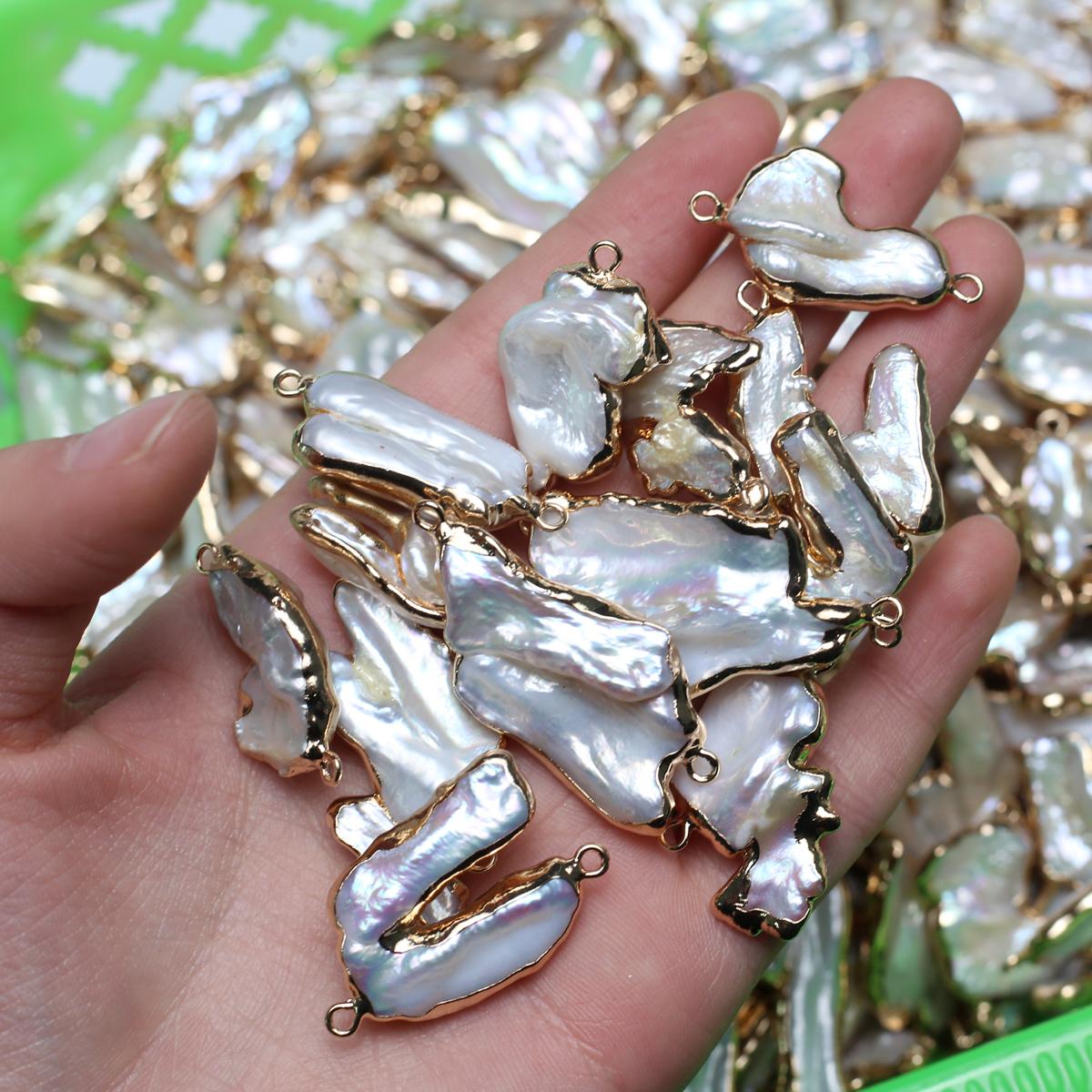 

1 шт. искусственный жемчуг барокко подвеска шармы соединитель богемный ручной работы нестандартные соединители для изготовления ювелирных изделий своими руками ко Дню святого Валентина рождественские поделки 1Pc/1.7×2.3cm белый