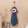 Cute Pig Embroidered Hanging Hand Towel, Absorbent Coral Fleece Kitchen Towel, Dish Cloth