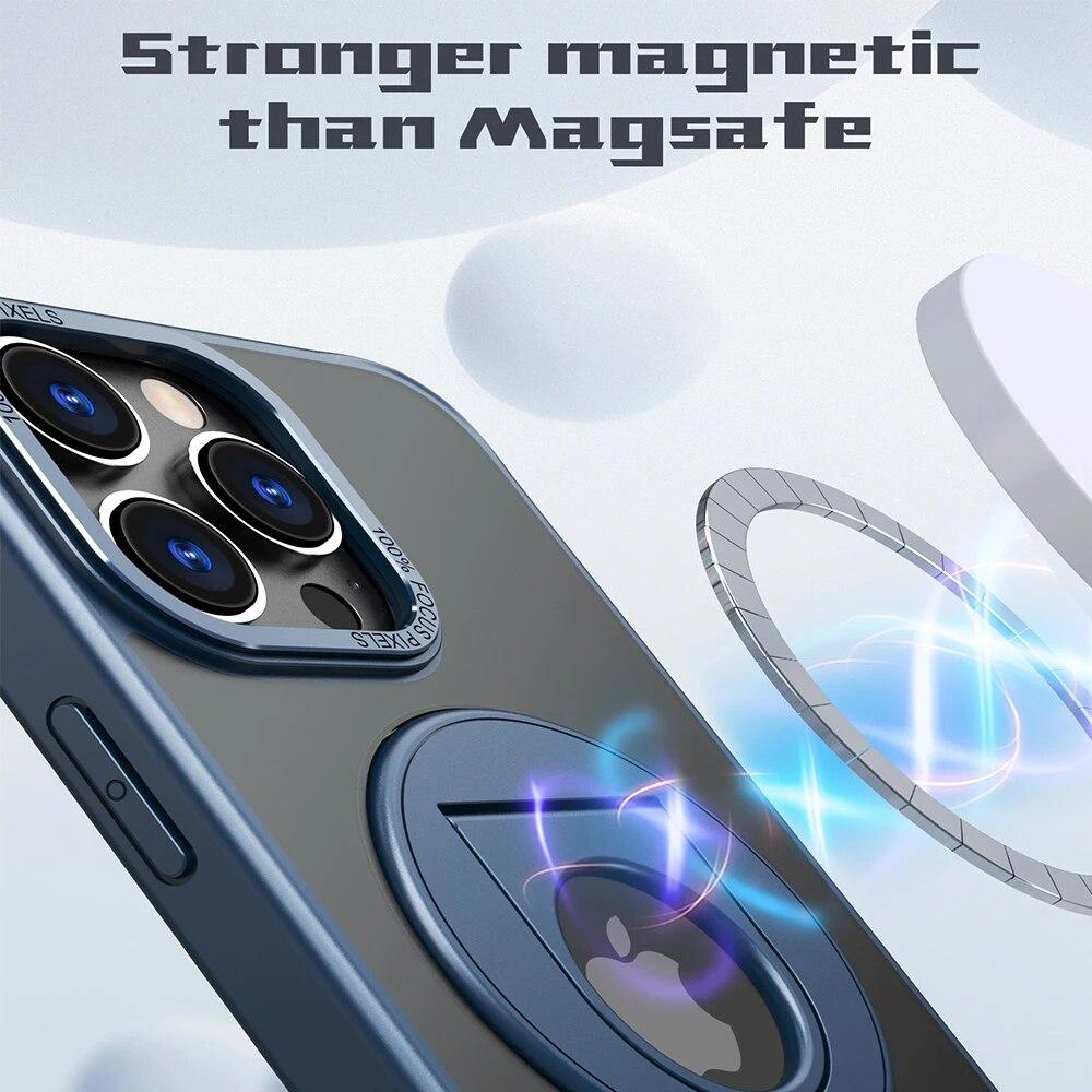 Magnetische Ringhalter-Handyhüllen für iPhone 15 12 13 14 Pro Max, Abdeckung für MagSafe, kabelloses Ladeloch, stoßfeste Hülle