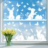 White Bunny Easter Window Clings Static Cling for Glass Home Party Decorations Removable Reusable