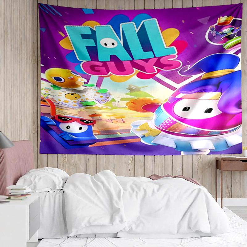 Fall Guys game Tapestry for Bedroom Aesthetic Classroom Tapestries Wall Hanging for Living Room Dorm Office,Ideal Creative Gift