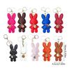 Fashionable Rabbit Keychain Artificial Leather Bunnys Pendant Keyring for Women Handmade Key Chain Bag Accessory