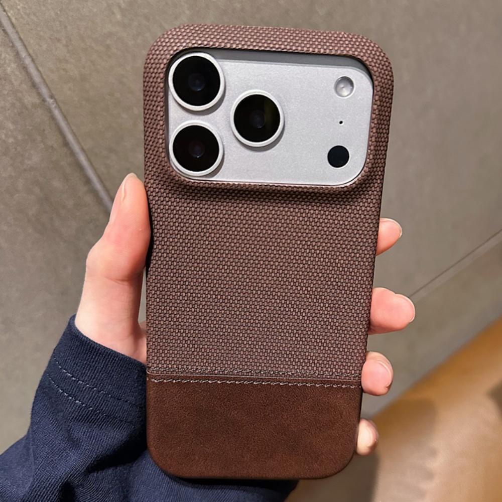 

Original Splice Fabric Leather Case For For Iphone 17 Air 16 15 14 Plus 13 12 Pro Max Frameless Matte Shockproof Luxury Armor Cover iPhone 15