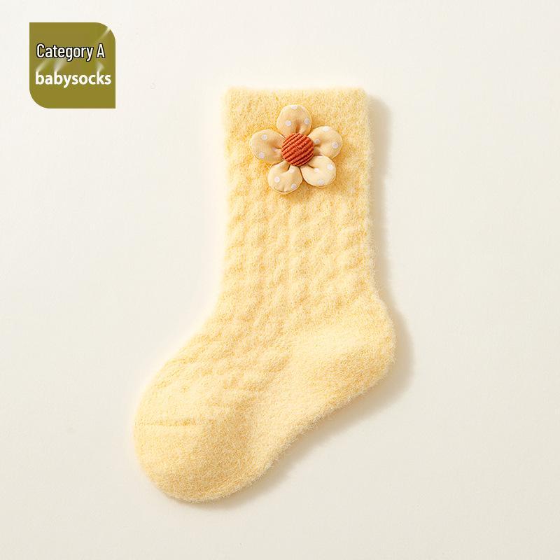 Autumn Winter Coral Velvet Baby Socks - Cartoon Soft, Thick, and Warm for Boys and Girls