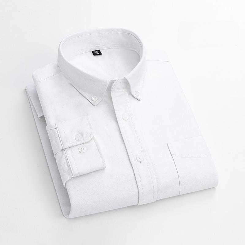 Fashion 100%cotton Casual long-sleeve Shirts for men oxford striped plaid tops slim fit formal shirt white black office clothes
