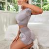 2024 Quick-Dry Women's Yoga & Running Two-Piece Set: Short-Sleeve Top & High-Waisted Seamless Fitness Shorts