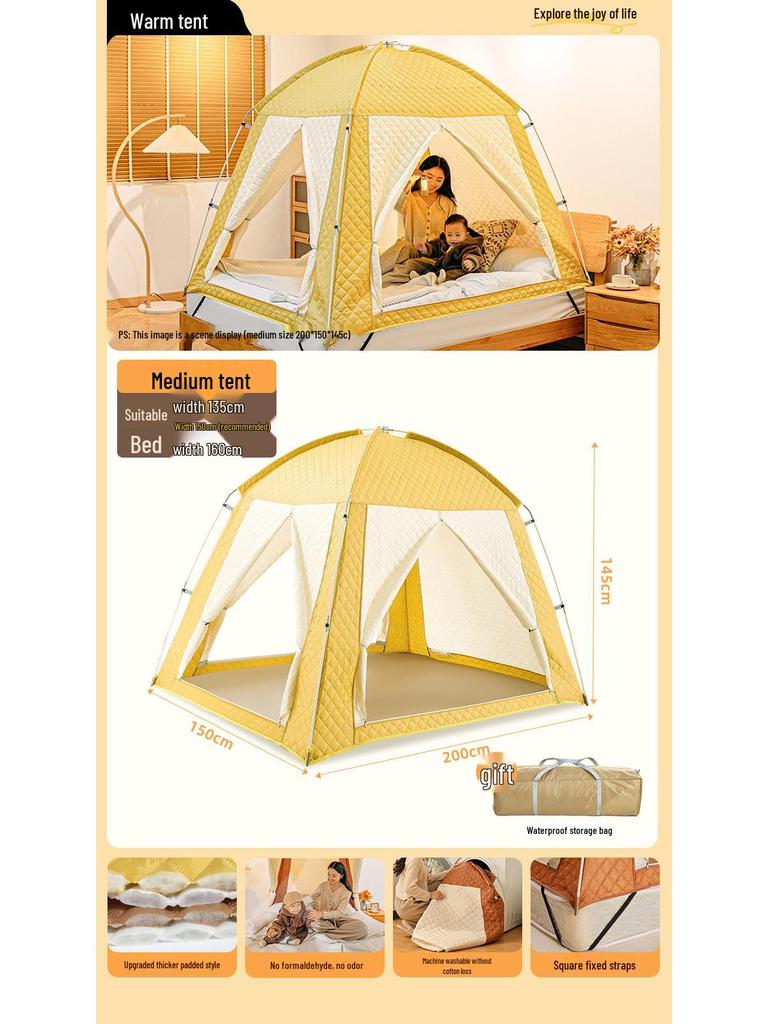 Winter & Autumn Insulated Windproof Tent with Clip-On Cotton for Adults & Kids