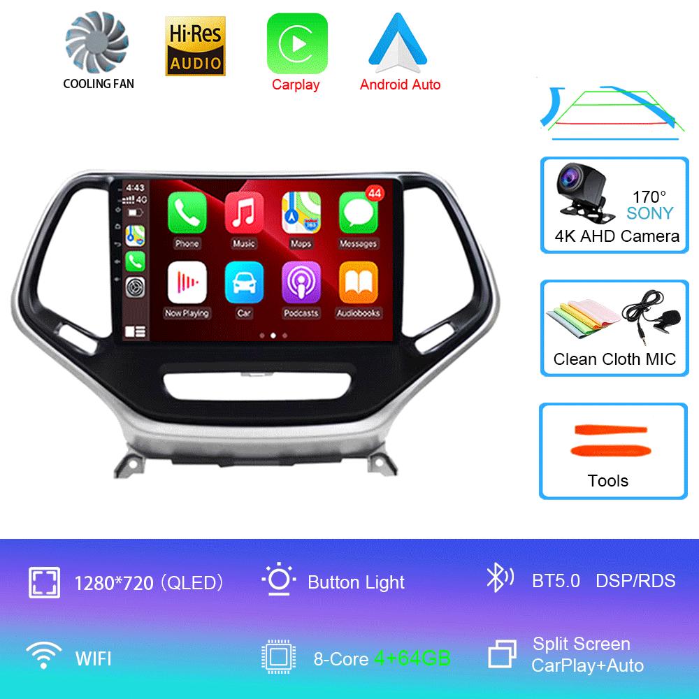 for Jeep Cherokee 5 KL 2014 - 2020 Car Radio Stereo Multimedia Video Player GPS DSP BT No 2din Head Unit CarPlay Android 14