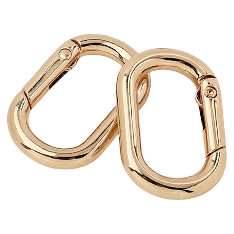 2 Pcs/Set Oval Rings Buckle Spring Oval Rings Spring Keyring Buckles Metal Oval Rings for Bag Purses Belts Keychain