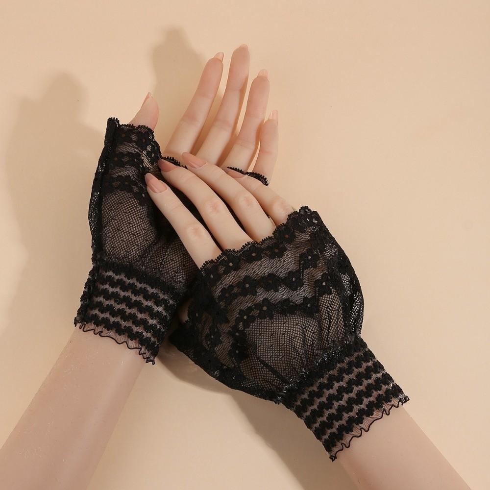 

Удобная кружевная манжета-обманка с оборками на запястье Модная кружевная манжета Свадебная чёрный