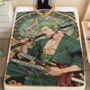 One Piece Roronoa Zoro Flannel Blanket Charming Printed Pattern Fit For Bedroom Chair Sofa Bed Picnic Travel -HE70