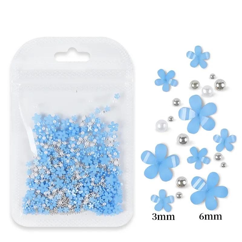 200 Stück/Beutel Nagelkunst-Dekoration Gemischte Größe Zarte 3D Harzblumen Strass-Nagelteile Maniküre-Werkzeug Nägel Design-Zubehör