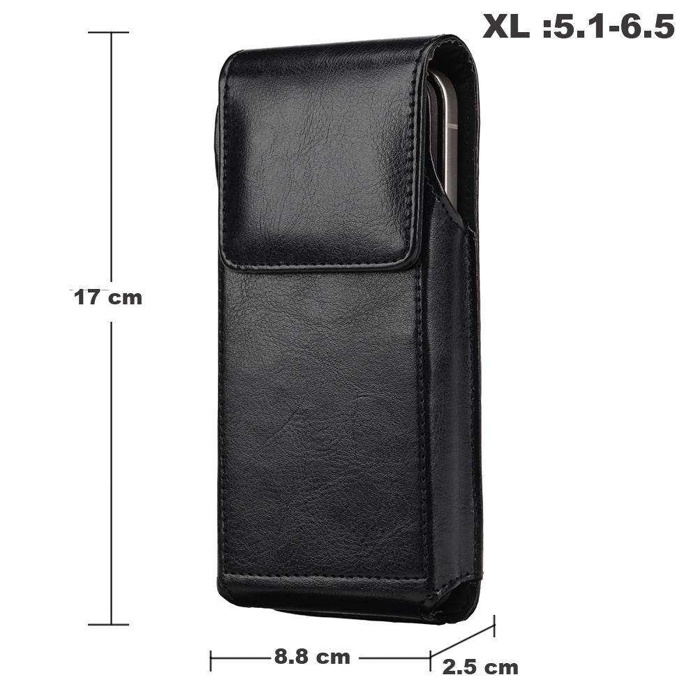 Universal Leather Mobile Phone Waist Bag For iPhone 17 16 15 Pro Max Samsung Xiaomi Vertical Cell Phone Belt Clip Holster Cover
