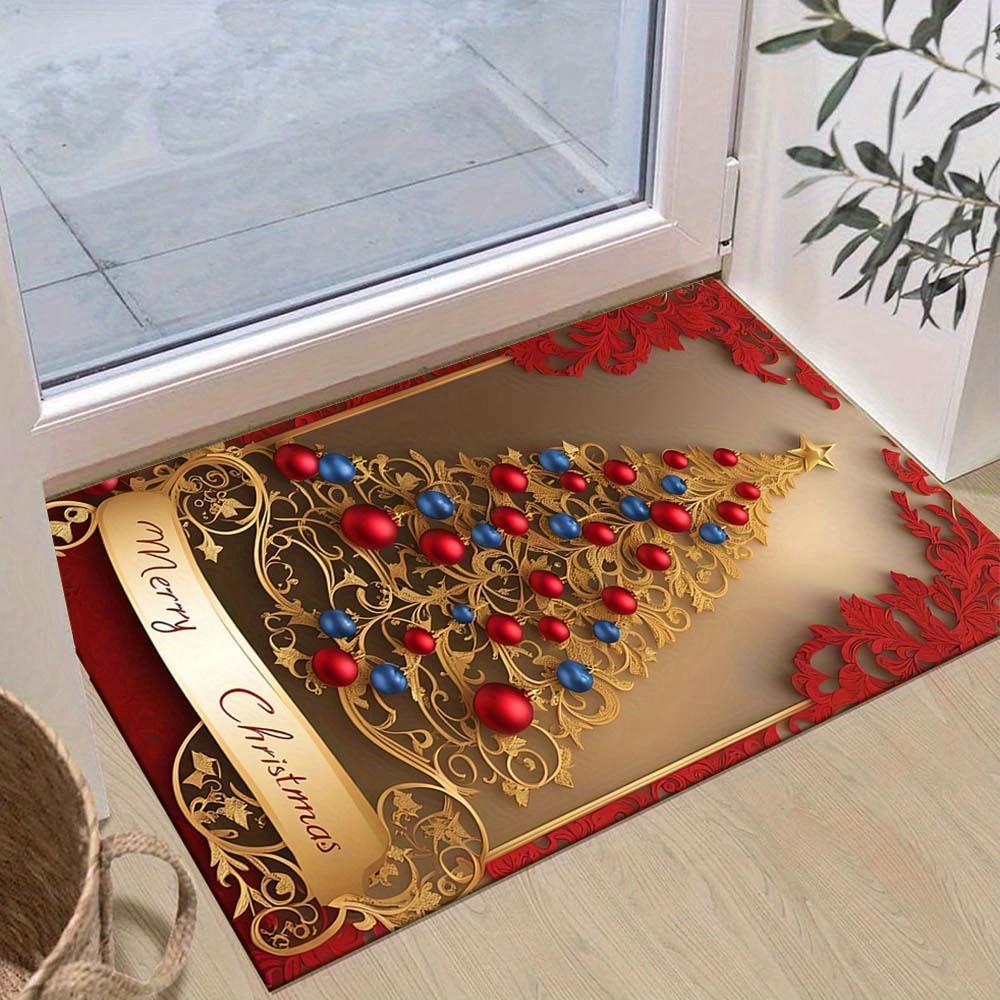 

1pc Christmas Themed Rug, Exquisite Christmas Tree Print, Bedside Carpet, Non slip Laundry Room Mat, Machine Washable Water Absorbing Entran 60cm by 90cm