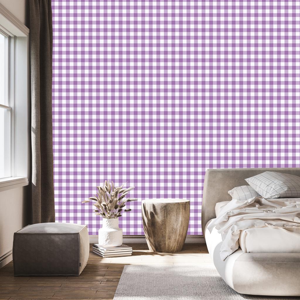 Wallpaper Fabric Pattern Purple, Lavender, White and Light Gray 50x1000
