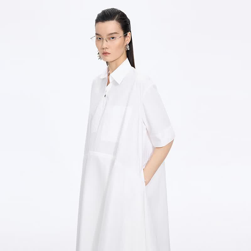JNBY Women's Asymmetric Shirt Collar A-Line Dress