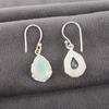 Ohrringe aus Aquamarin-Chalcedon, 925er Sterlingsilber, Edelsteinohrringe, handgefertigtes, zartes Schmuckgeschenk für Sie