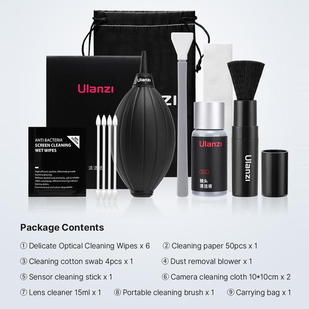 Ulanzi 9-in-1 Camera Cleaning Kit with 1 * Cleaning Brush + 1 * Silicone Air Blower + 1 * Sensor