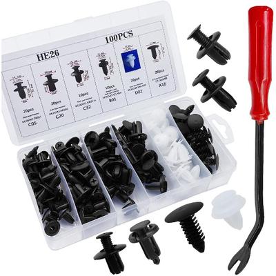 100PCS Car Bumper Clips, Plastic Car Push Pin Rivet Set, 6 Sizes Auto Body Trim Screw Fasteners Push Retainer Clip Kit With Fastener Remover, Auto