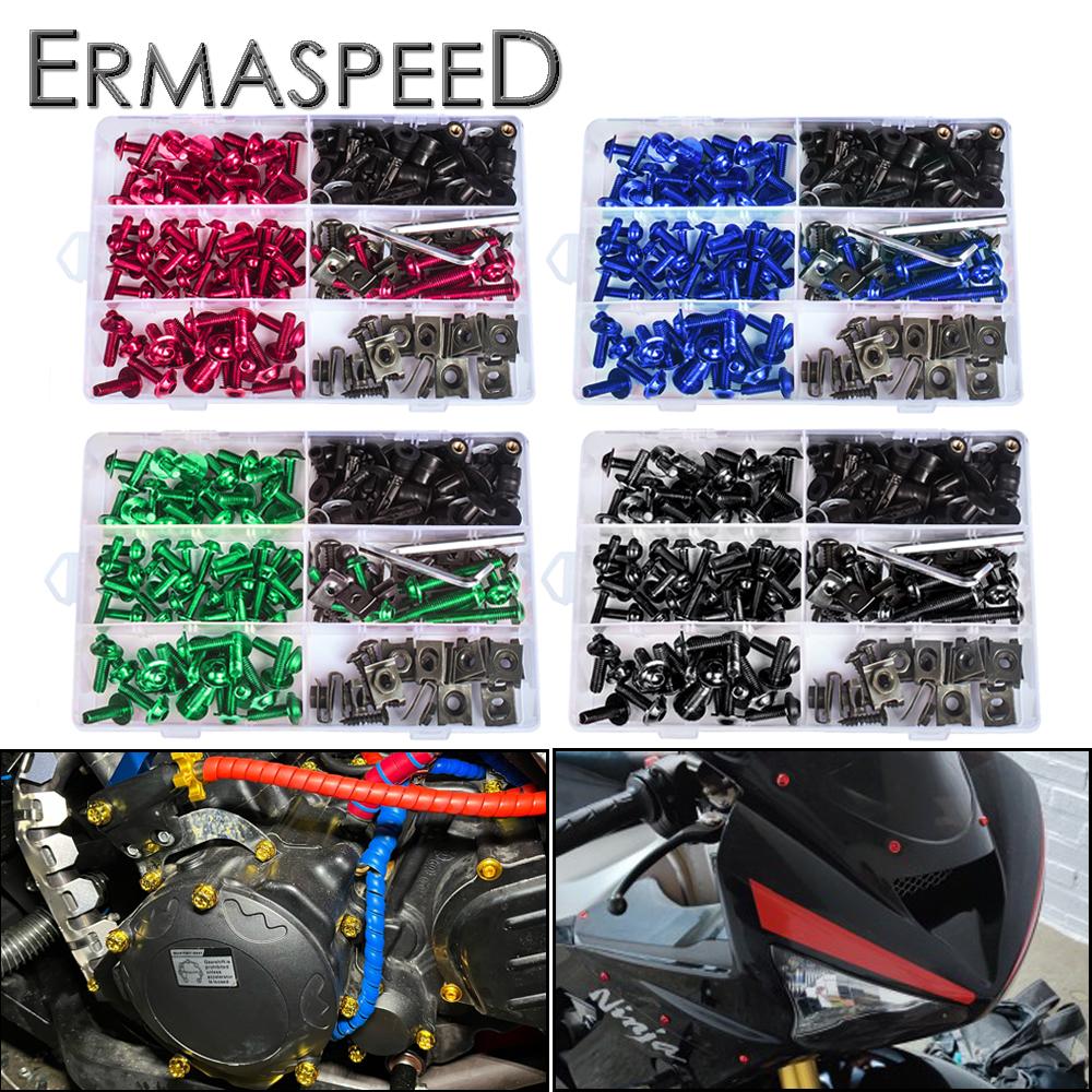 

223 шт. / Комплект M5 M6 Комплект болтов обтекателя мотоцикла Винты ветрового стекла мотоцикла Красочные крепежные элементы Болты обтекателя Зажимы для гаек