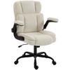 Ergonomic Office Chair, Chenille, Flip-Up Armrests, Adjustable Height, 70 x 67 x 108 cm, Beige