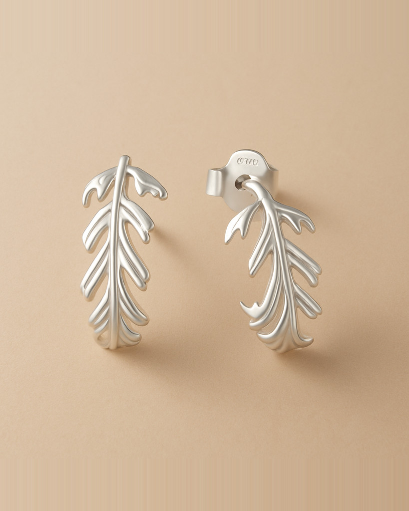 BAMOER Solid 925 Sterling Silver Dainty Leaf Stud Earrings - Hypoallergenic Minimalist Cute Huggie Studs for Women Fine Jewelry