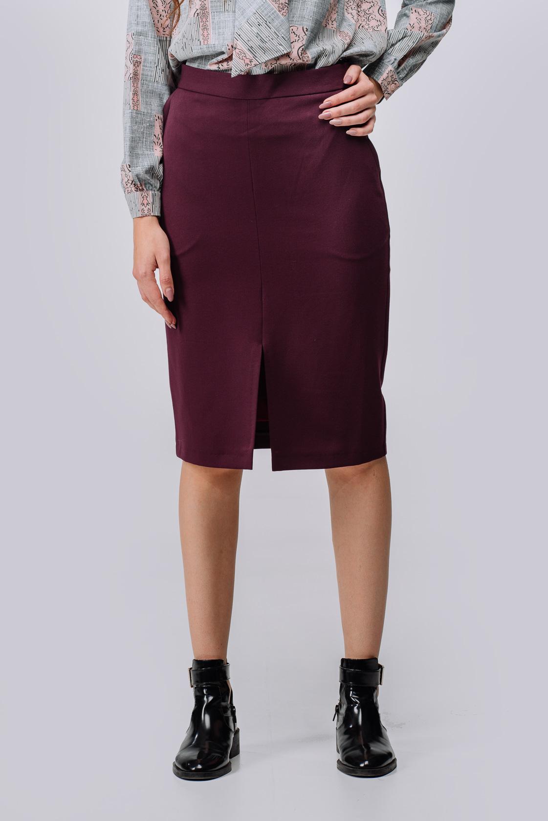 

Пряма однотонна спідниця з підкладкою та розрізом попереду різні кольори 38 французькі вина кольору