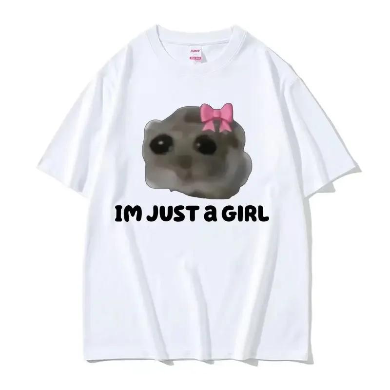 Funny Trendy Cute Sad Hamster Meme T Shirt Men Women Summer Fashion Vintage Tee Shirt Casual Oversized Breathable Top