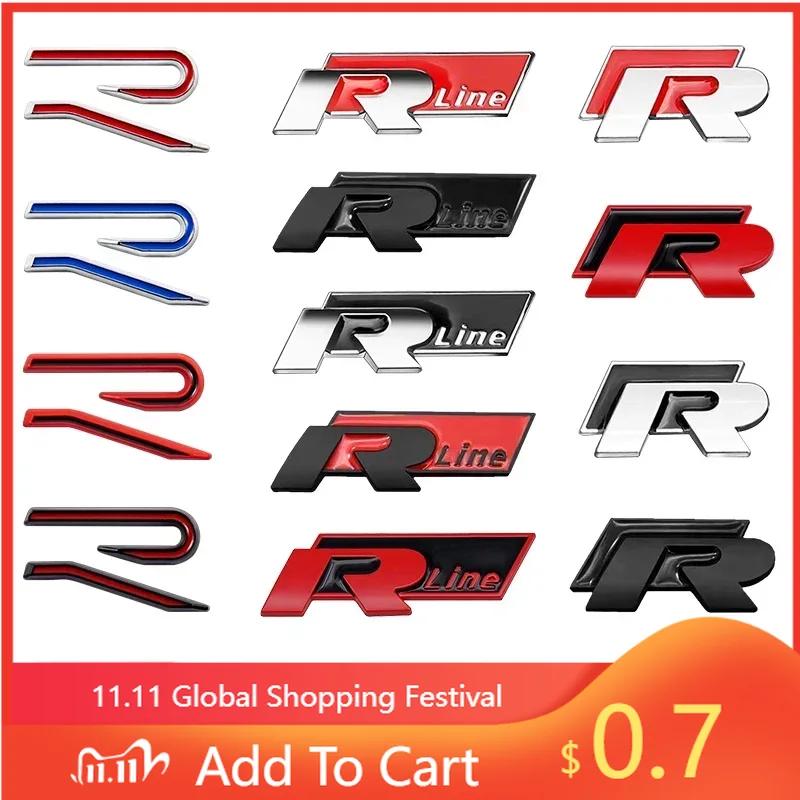 For VW New R Logo Emblem Car Metal Body Tail Trunk Sticker Accessories For Volkswagen Tiguan Bora POLO PASSAT CC Touran GOLF J Cg2
