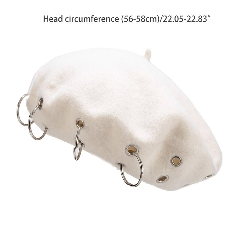 Trendy Iron Rings Beret Punk Style Painter Hat Beanie Hat Octagonal Hat for Morning Workout Chilly Outdoor Activities