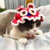 Cappello intrecciato a mano per animali domestici, simpatico cartone animato gatto cane, abbigliamento cappello decorazione, copricapo per animali domestici