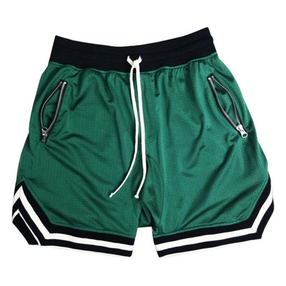 Plus Sizes Trendy Unisex Mesh Basketball Shorts Relaxed Fit Athletic Shorts with Zipper Pockets, Elastic Waist Sporty Shorts for Training & Streetwear