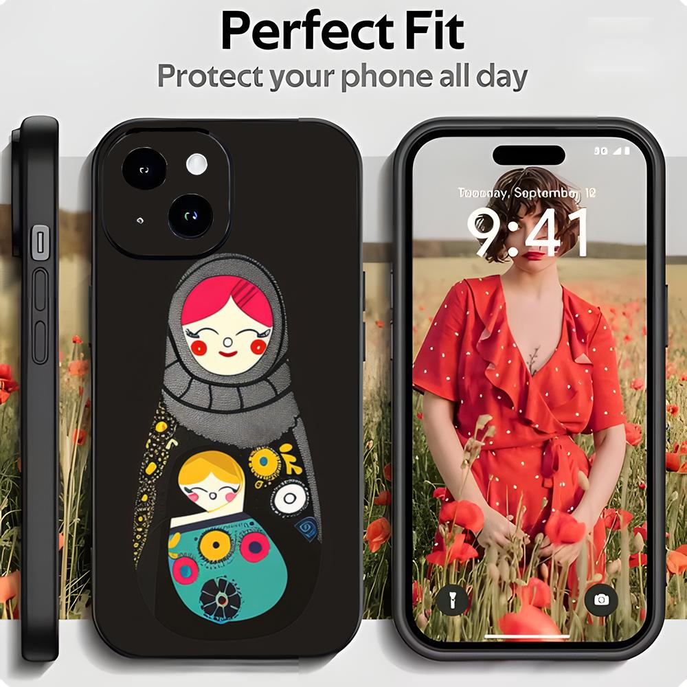 Traditional Russian Toy M-Matryoshka doll Phone Case Black Matte Thin Phone Case For iPhone17 16 15 14 13 ProMax