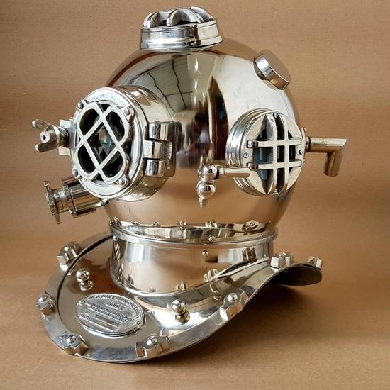 45.72 cm Nautical Scuba Diving Helmet Mark V US Navy Deep Sea Diving Divers Helmet Chrome Plated Helmet Gift