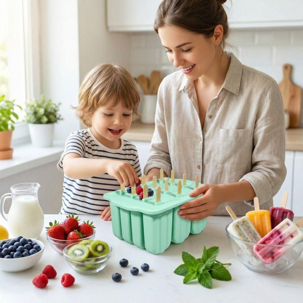 Non-Stick Ice Cream Trays 12 Grids Ice Lolly Mold Practical Ice Candy Mold  Homemade Ice Cream