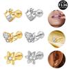 G23 Titanium Alloy Luxury Flower Lip Stud Earring 16G