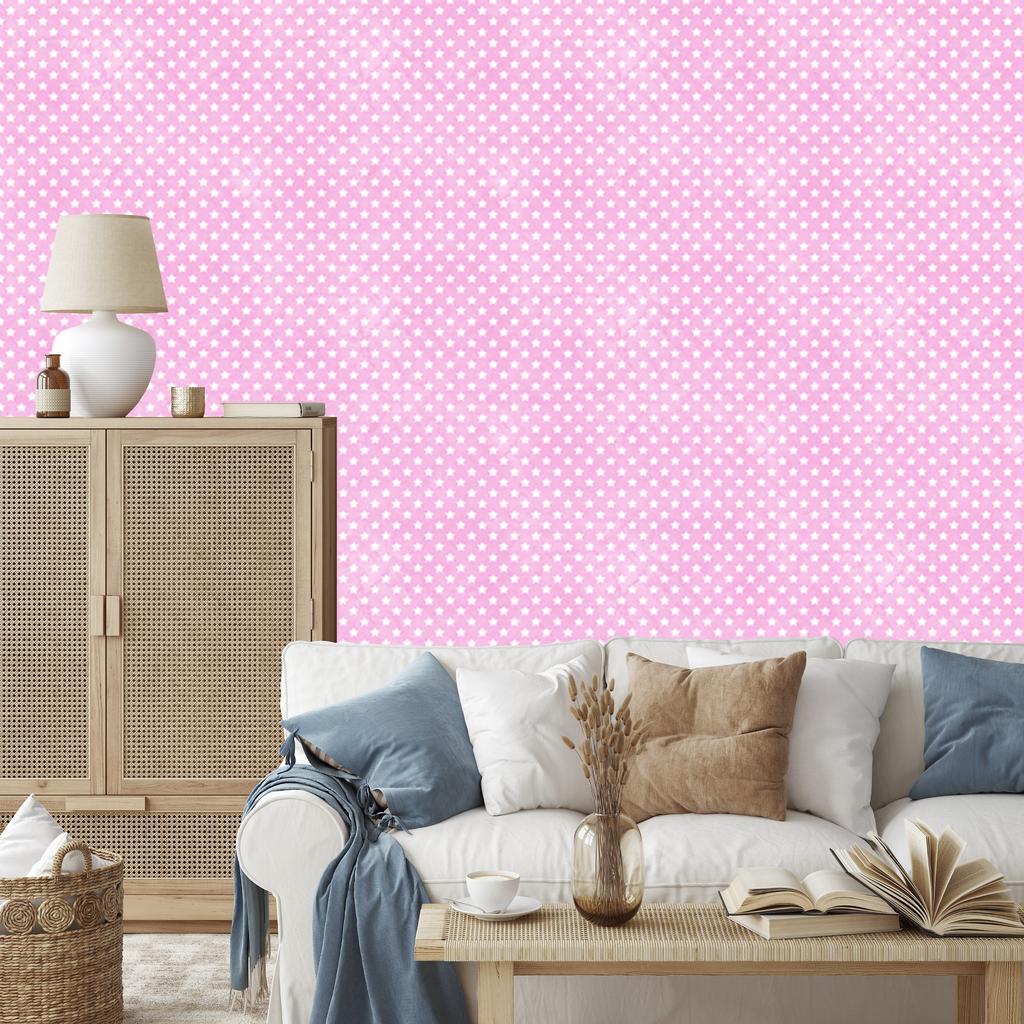 Powder Pink Stars Wallpaper for Living Room and Bedroom 50x1000
