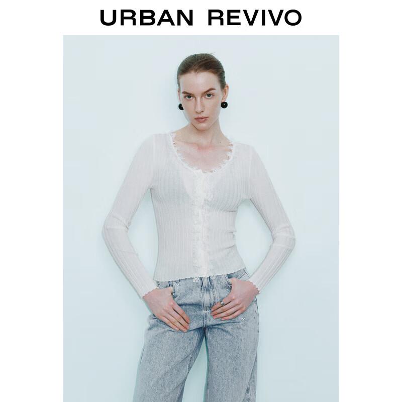 

Элегантный вязаный кардиган с кружевной отделкой для женщин UR XL