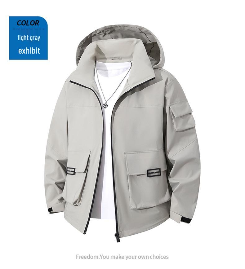 Mountain Series Herren Windjacke mit Kapuze: Herbst/Winter Lässige Workwear im amerikanischen Stil, Trendige Mehrfach-Taschen-Jacke