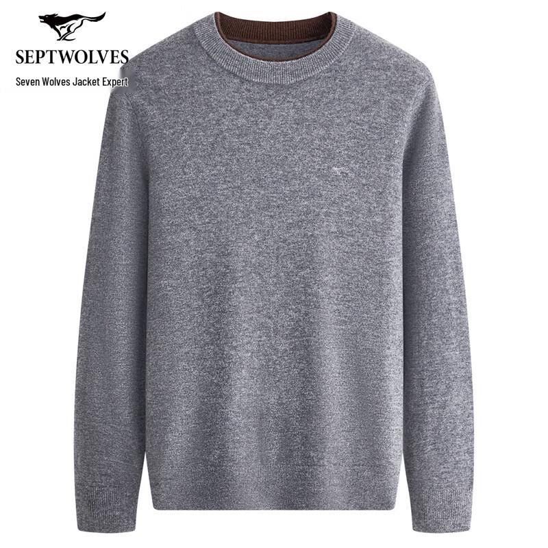 Seven Wolves Herren Kaschmir-Mischung Rundhals Pullover