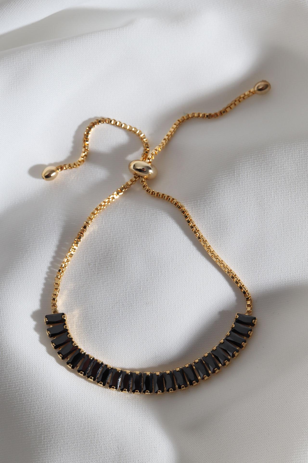 

Браслет Elevator Waterway золотого цвета с черным багетным камнем