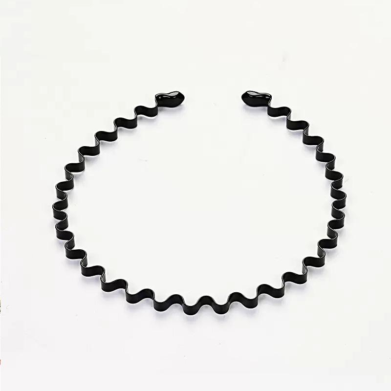 Unisex Czarne Elastyczne Antypoślizgowe Proste Metalowe Opaski na Głowę Dla Mężczyzn Kobiet Falista Opaska Wiosenna Obręcz do Włosów Modne Akcesoria do Włosów