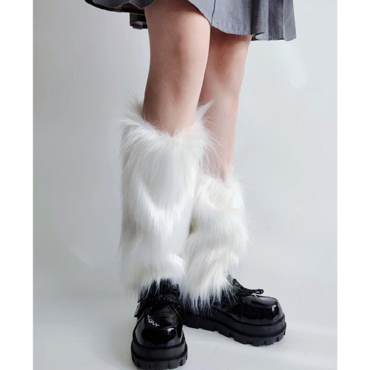Thermal Plush Leg Warmers Windproof Cold Protection Casual Formal Outfit Furry Boot Covers Footless Socks for Women