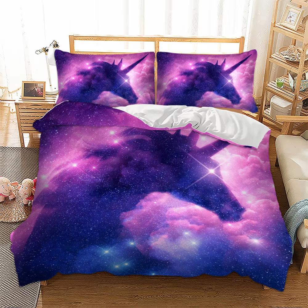 Unicorn Down Comforter Set Bedding Set 3-piece Duvet Cover Set