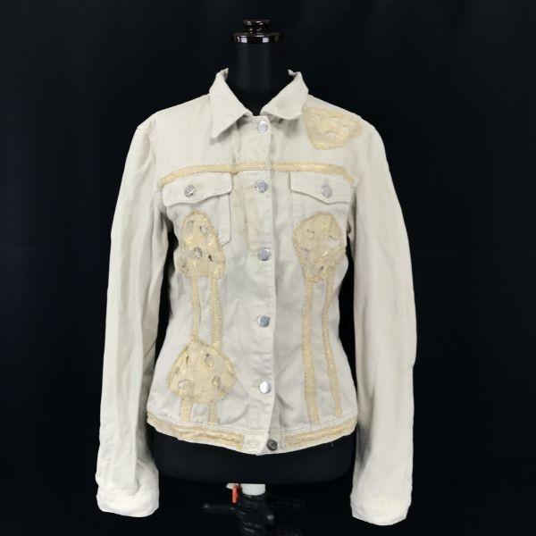 Francesca Sforza Made In Italy Designer Denim Jacket Beige Women’s ML