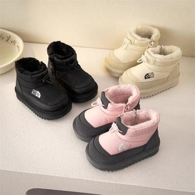 Baby Snow Boots with Plush and Thickened Winter New Style Boys' Soft Soled Snow Cotton Girls' Warm and Waterproof Cotton Shoes