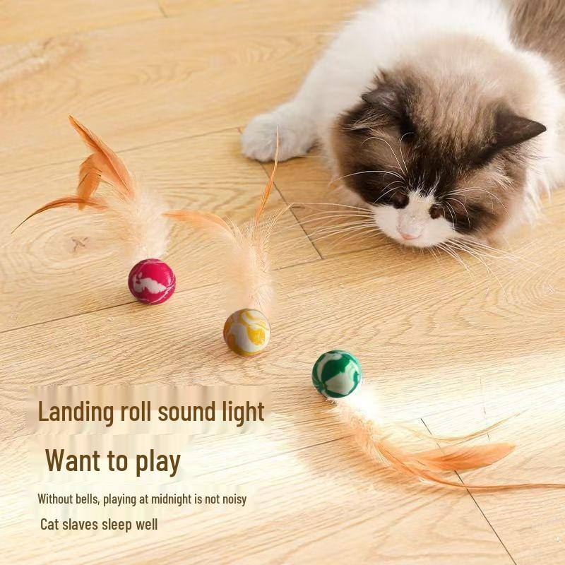 

Newcomer Exclusive: Cat Bouncy Ball Toy - Feather Exercise Ball for Self-Play & Boredom Relief Alps Feather Bouncy Ball - 3 Pack