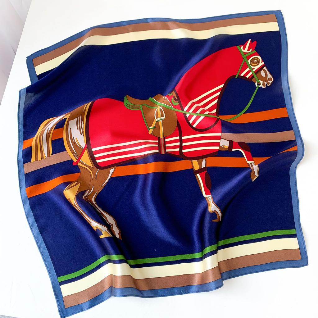 100% Pure Silk Scarf Women Neck Hair Band Foulard Square Small Headband  Fashion Print Neckerchief Scarves Bandana 53*53cm