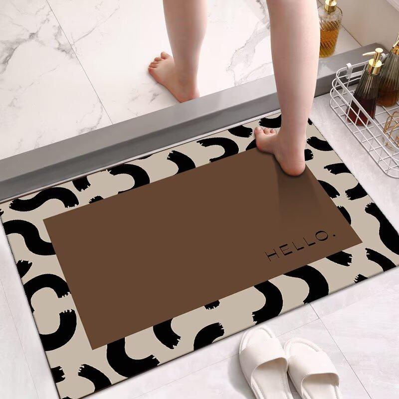 Toilet Floor Mat, Diatom Mud Absorbent Mat, Special Non-slip Foot Mat for Bathroom Door, Household Toilet, Bathroom Carpet