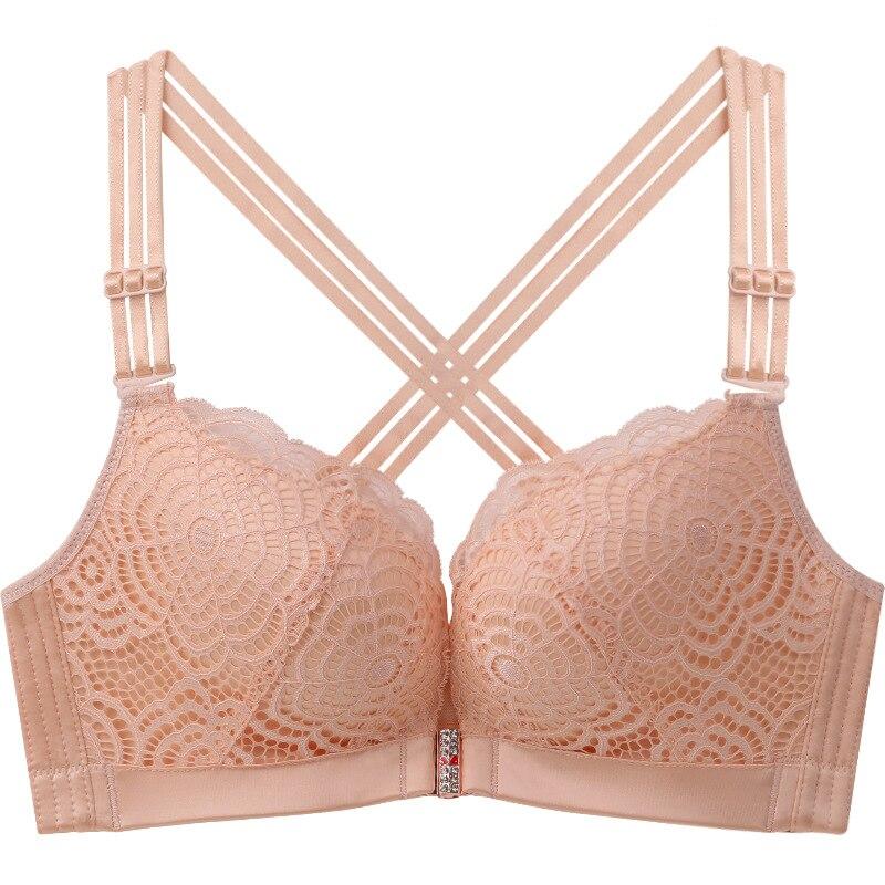 

Бюстгальтер больших размеров с застежкой спереди, ультратонкий сексуальный кружевной бюстгальтер большого размера, женское нижнее белье с регулируемыми бретелями, чашка CDE 100D телесный